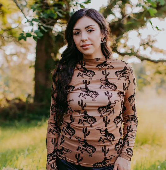 Cactus & Cowboys Velvet Mesh Layering Top
