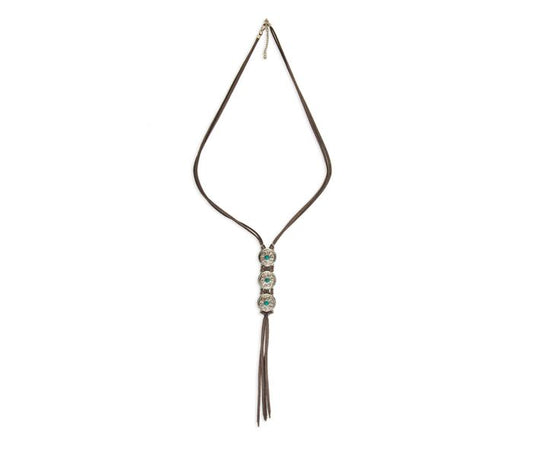 Silver Mare Mini Concho Leather Fringe Necklace